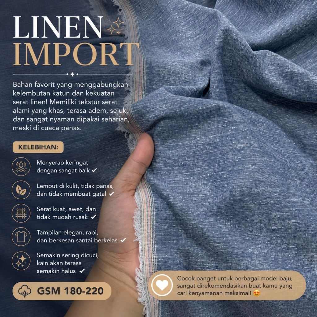 kain katun linen // linen import // linen polos // linen meteran