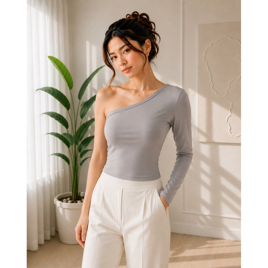 Ilona - Claire Korean Atasan Tarzan One Shoulder 005