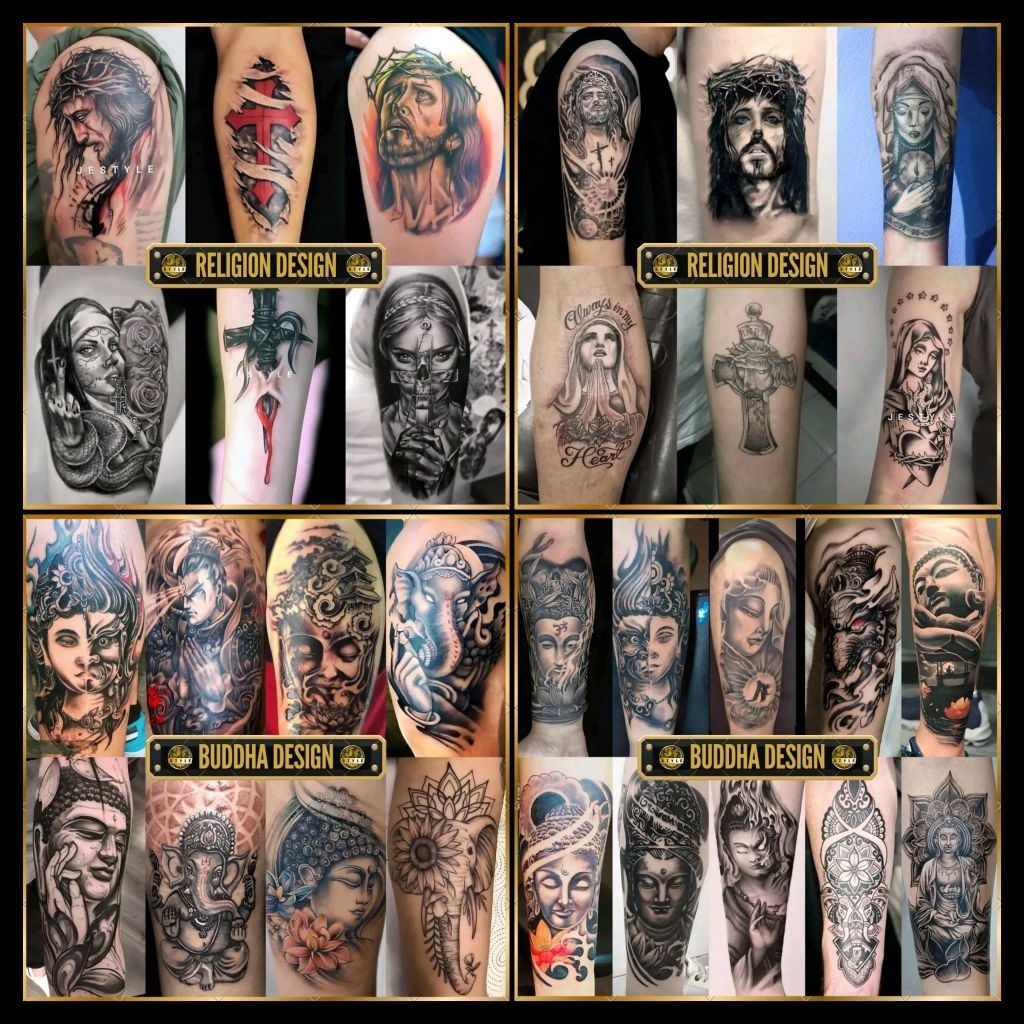 [RL] TATO TEMPORER TEMPORARY TATTOO SEMENTARA MOTIF SALIB JESUS BUDDHA RELIGION DESIGN