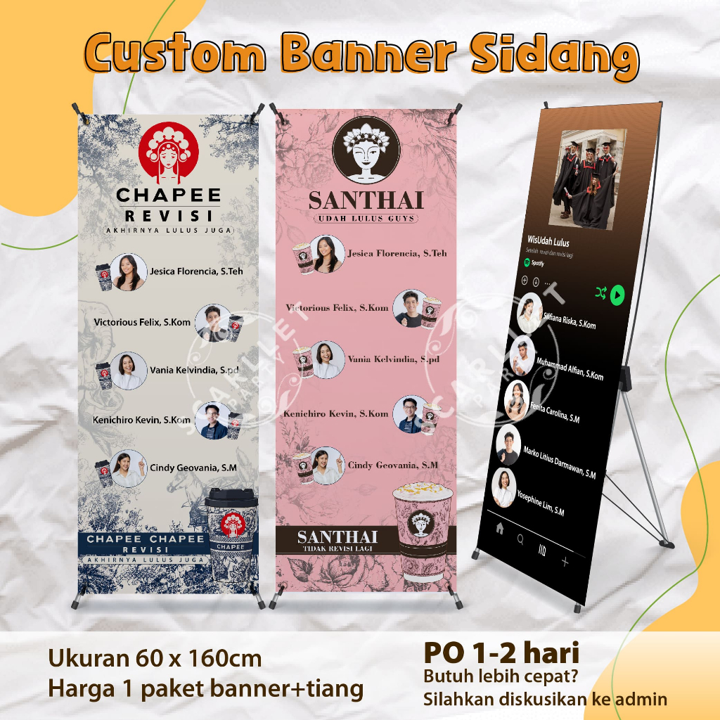 BANNER SIDANG SKRIPSI LULUS WISUDA KELULUSAN X BANNER SEMPRO SPANDUK SPOTIFY CHAGEE SANCHA BACKDROP