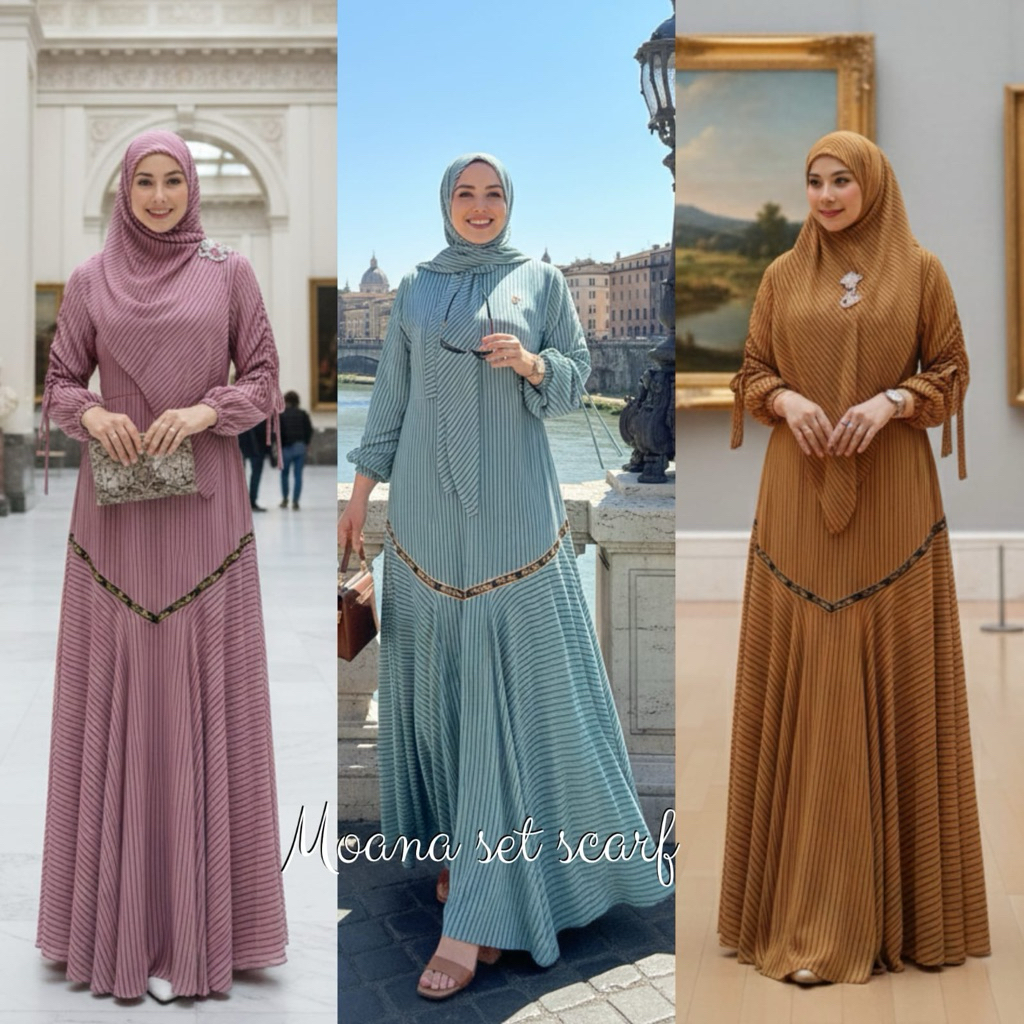 MOANA SERIES MOTIF SALUR BY NAIS SYARI GAMIS SETT SCRAFT TERBARU GAMIS PESTA BRANDED NAIS SYARI
