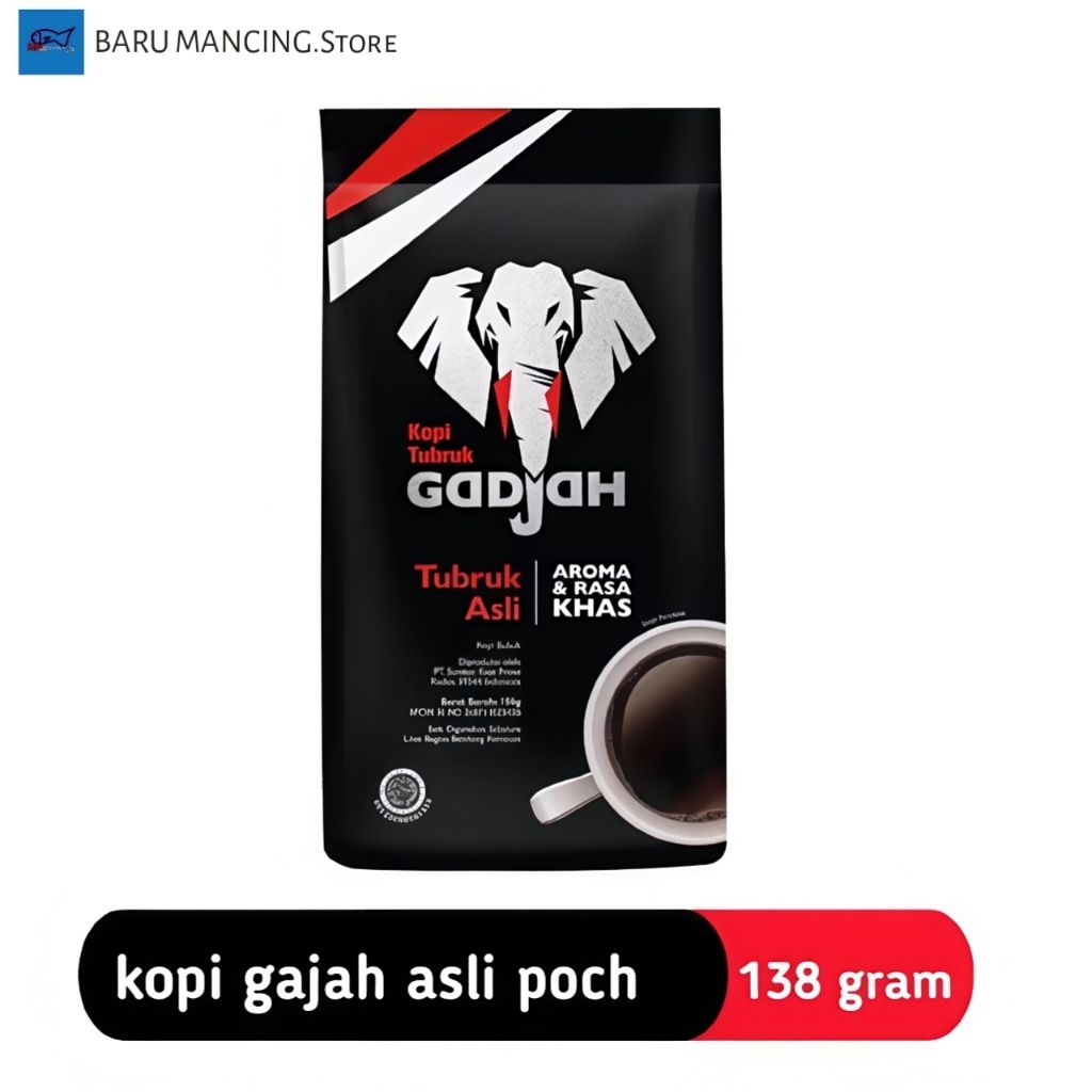 Kopi Tubruk Gajah 150g - Kopi Bubuk Tubruk Asli, Sertifikasi Halal, Desain Kemasan Unik