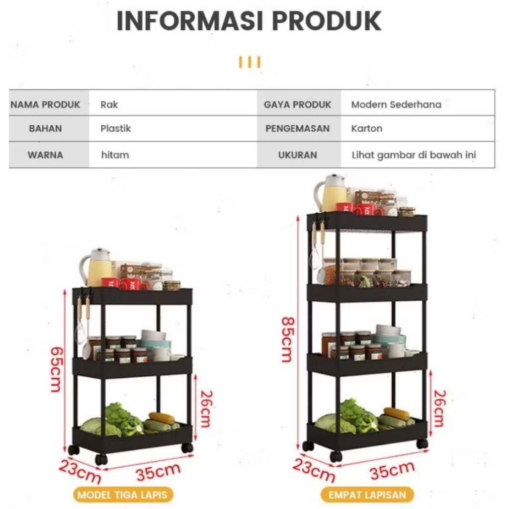 rak susun 4 + roda / rak serbaguna susun 4 tingkat