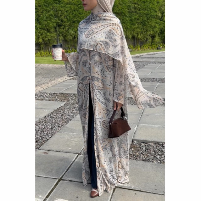 ONE SET OUTER PASHMINA • ABAYA KASHMIR SIFON • KASHMERE CHIFFON CERUTY • OUTER ABAYA • ABAYA MOTIF P