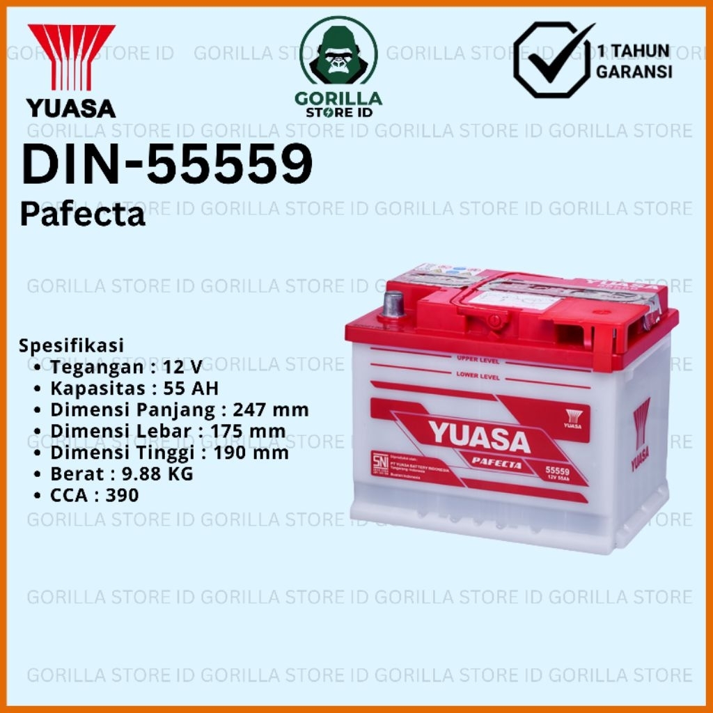 Baterai Aki Yuasa Pafecta  DIN55559 12V 55AH
