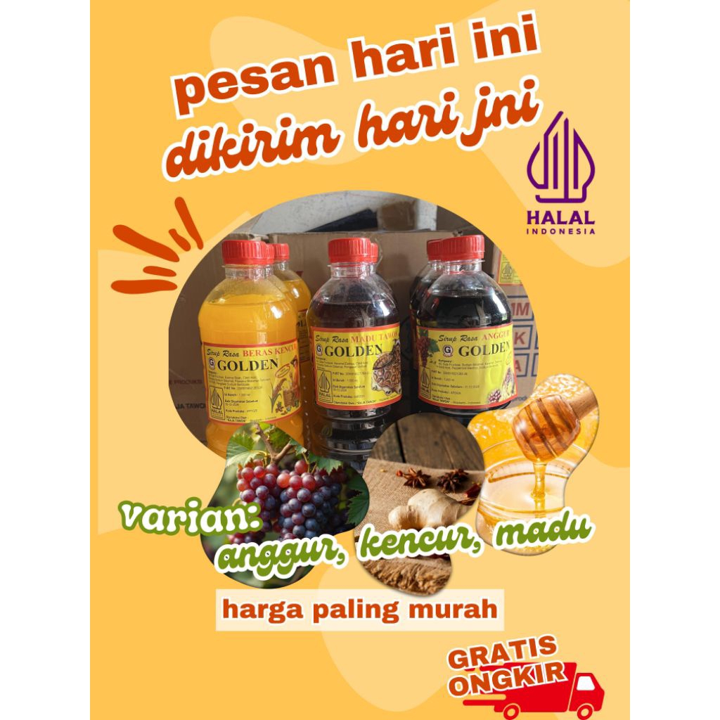 Sirup Rasa Anggur/Madu/Beras Kencur Merk GOLDEN CAMPURAN JAMU SEDUH