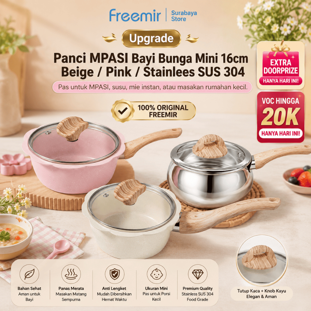 [Free Gift] freemir Panci MPASI Bayi Granit StainleesPremium Teflon Granit Anti Lengket Rekomendasi
