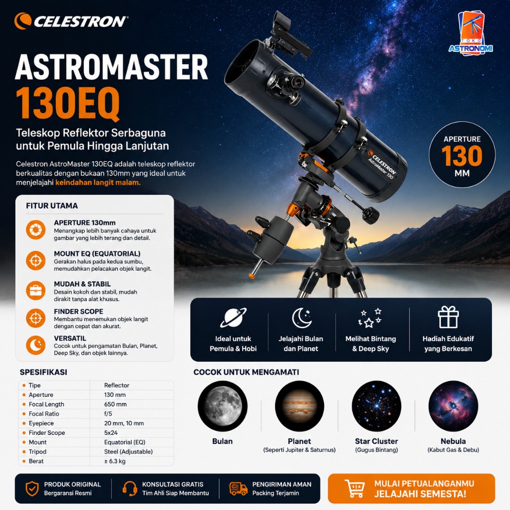 Celestron Astromaster 130EQ Telescope Teropong Bintang