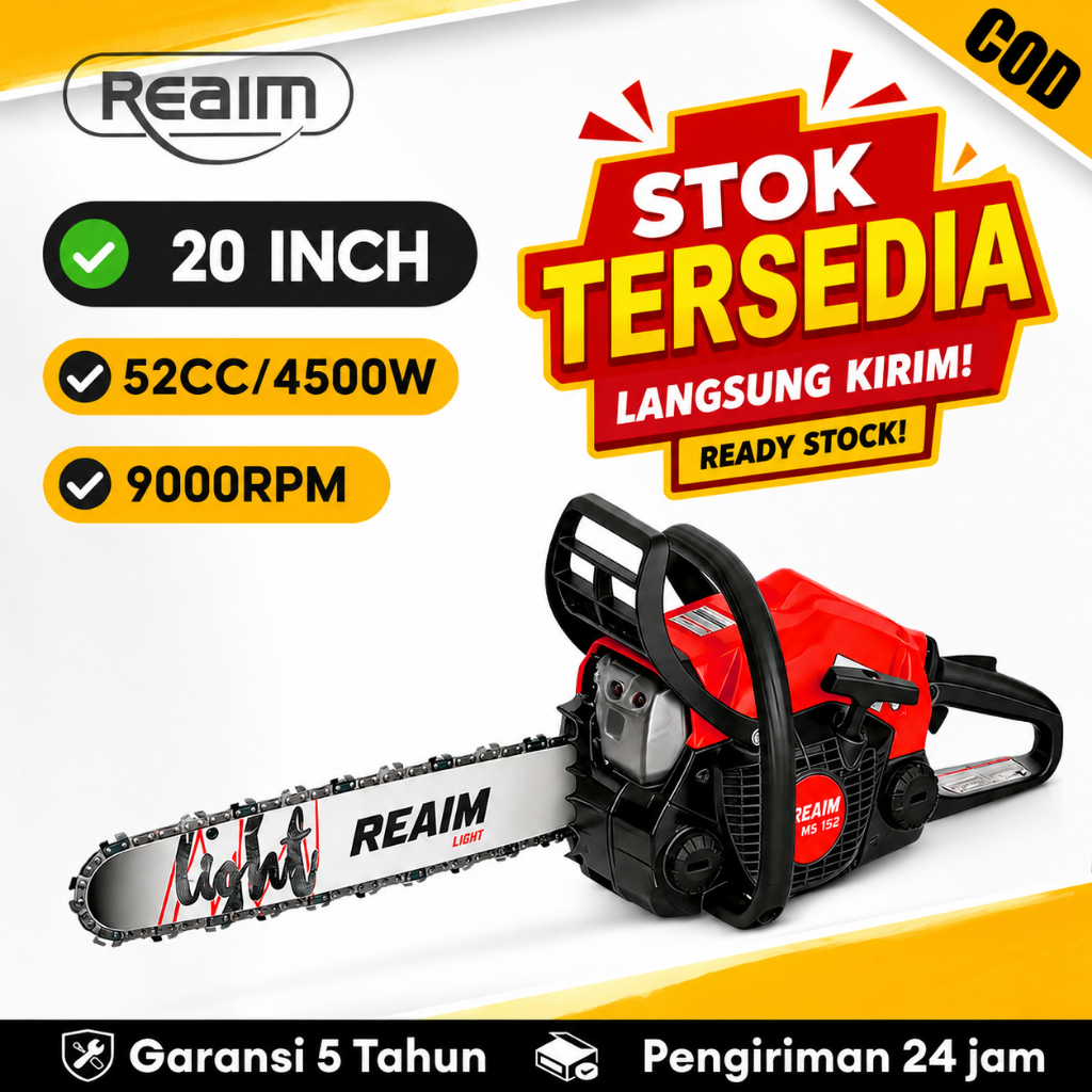 Reaim Sinso Senso 58CC 22" Chainsaw 4.5kw Mesin Potong Kayu Chainsaw 2Tak Untuk /Gergaji Mesin/Mesin