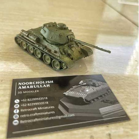 Mainan Miniature Tank Soviet T-34/85 3D Print Resin skala 1:72