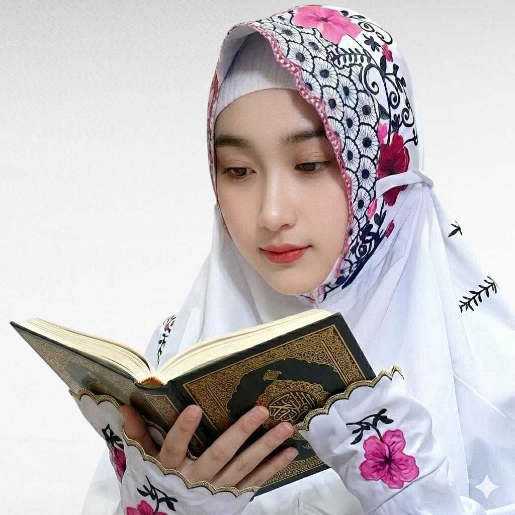 Mukena Terusan Bordir Bunga Sepatu | Katun Mikro Premium | Elegan & Mewah untuk Ibadah