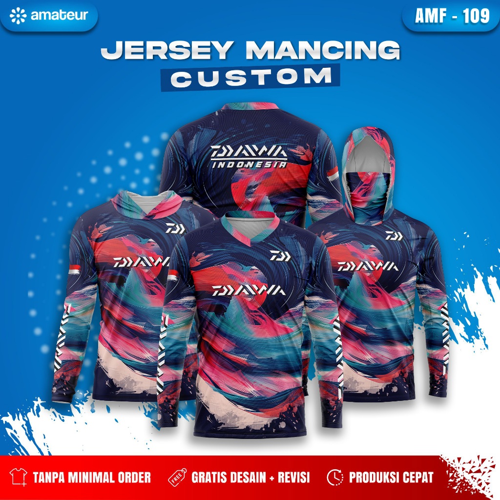 Jersey Mancing Angler Custom Nama Full Printing Bahan Dryfit Milano premium - AMF 109