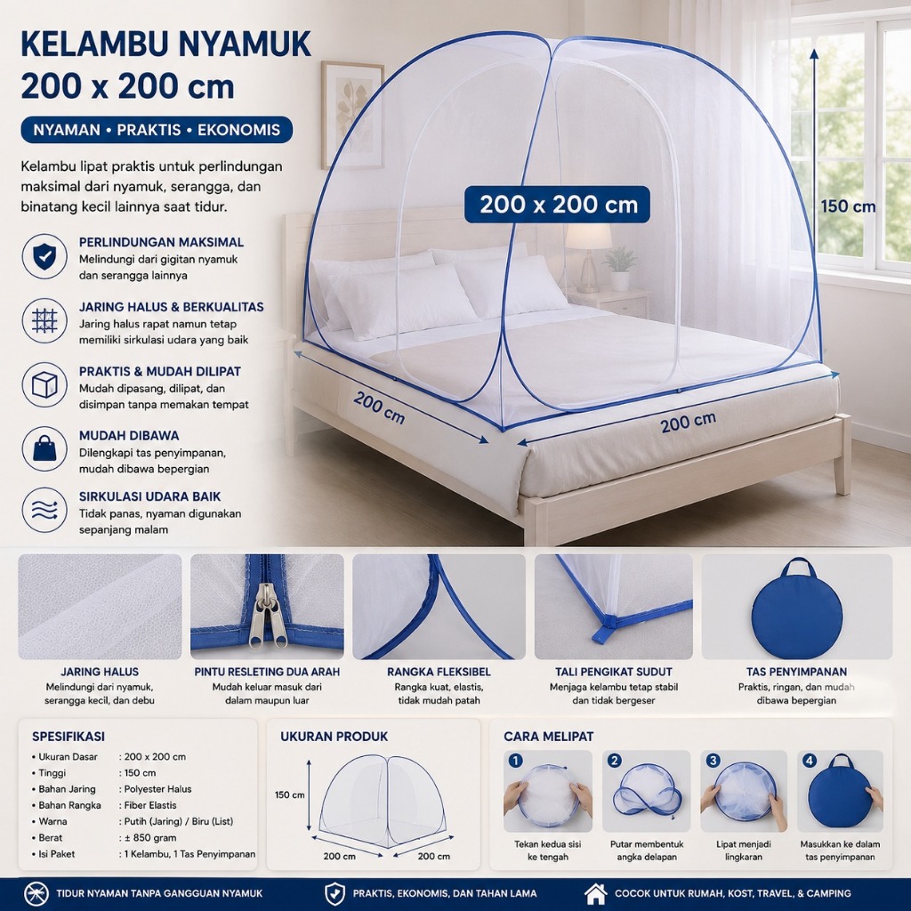 Kelambu Butterfly Kelambu 200x200 Kasur King Kelambu 2Pintu