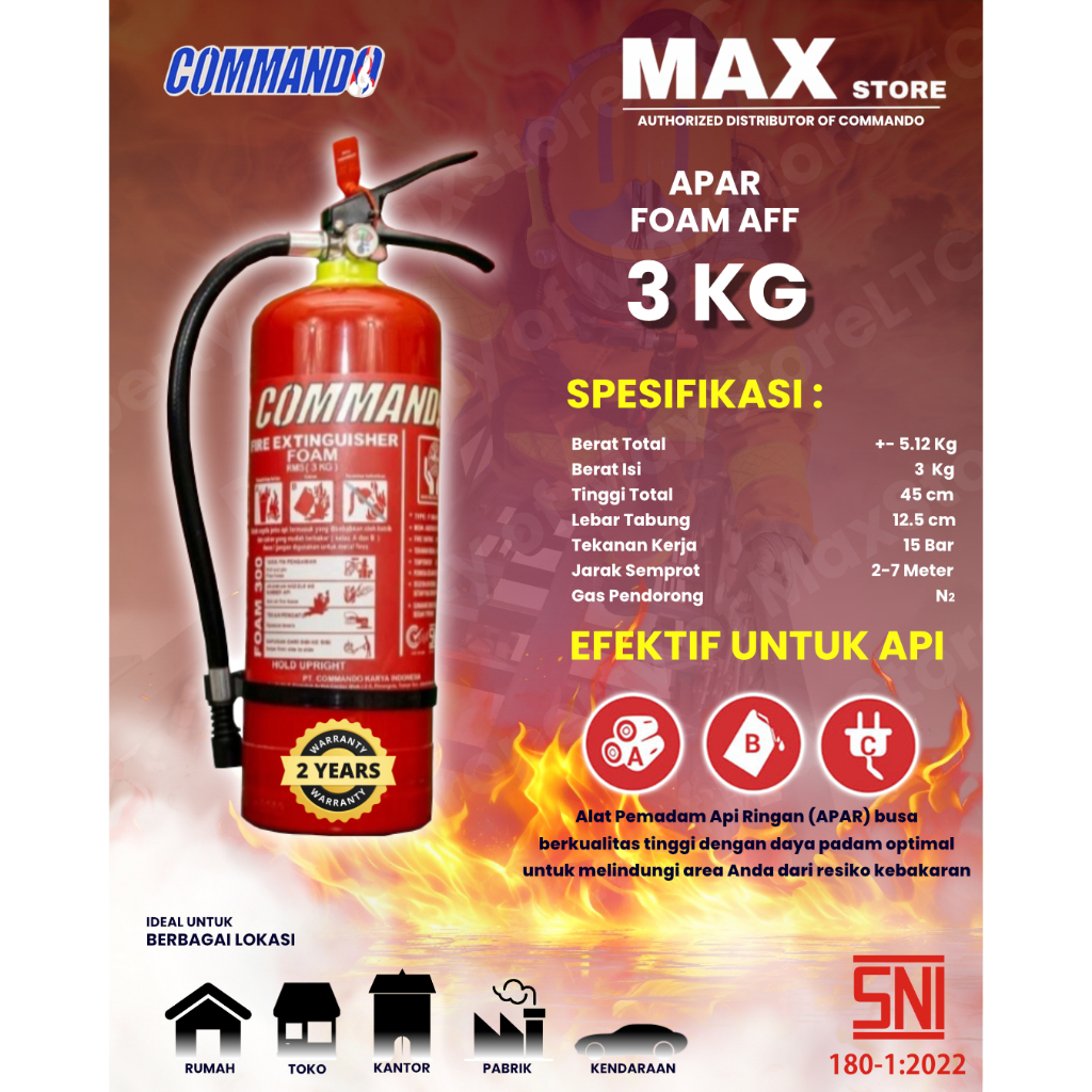 APAR SNI FOAM 3 KG COMMANDO / AFF FOAM 3 L / Komplit Set
