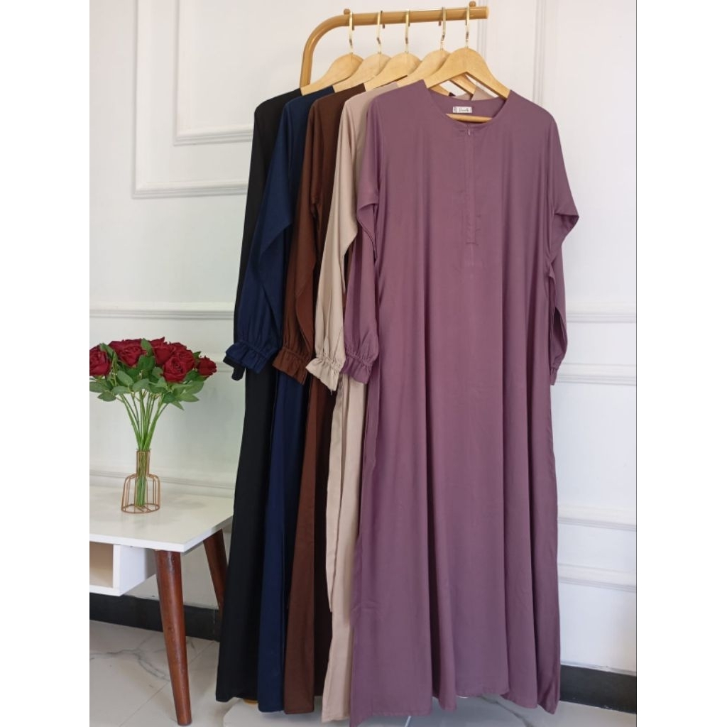 Abaya rayon twill premium, gamis polos rayon