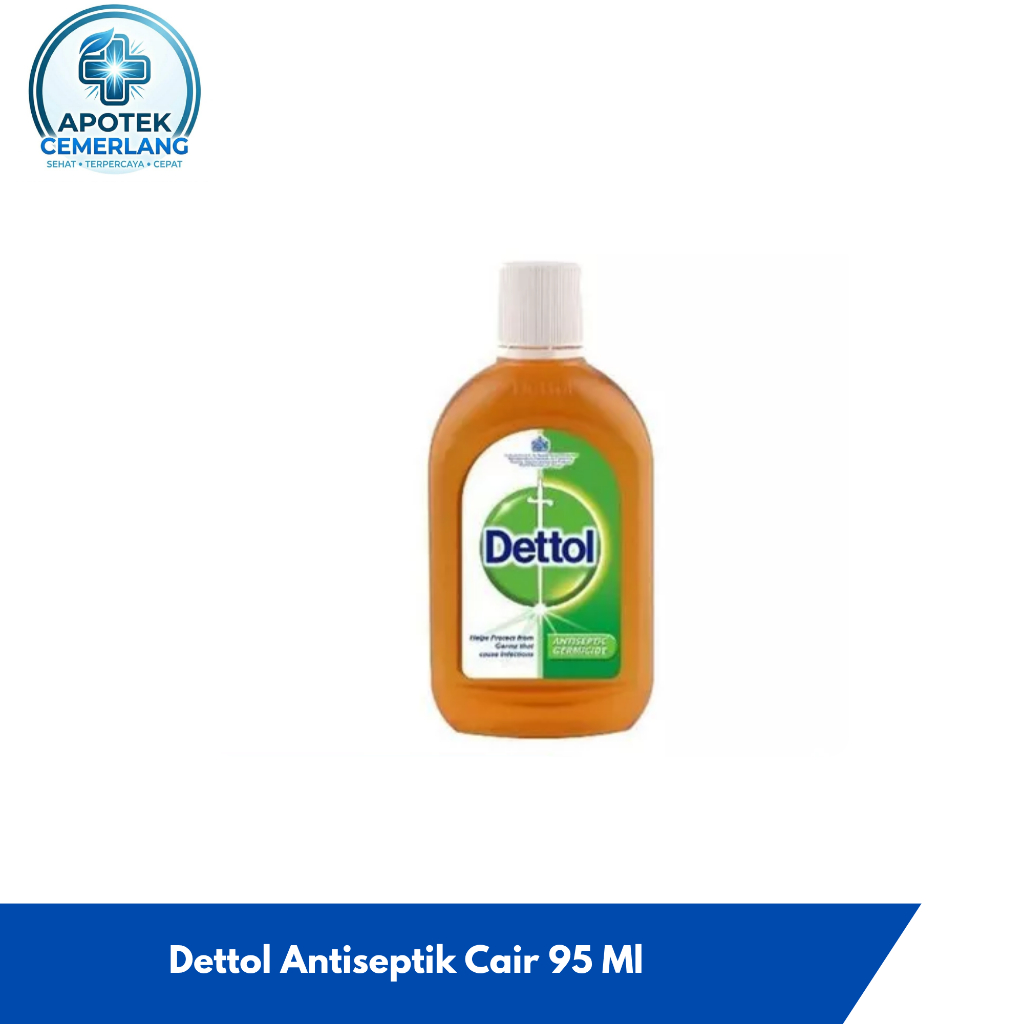 Dettol Antiseptik Cair 95ml - Membunuh 99,99% Kuman, Aman untuk Bayi, Desinfektan Serbaguna