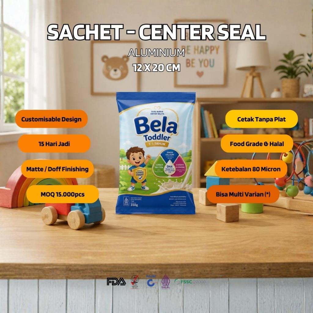 Cetak Sachet Center Seal Ukuran 12x20cm [FULL COLOR CUSTOM PRINT]
