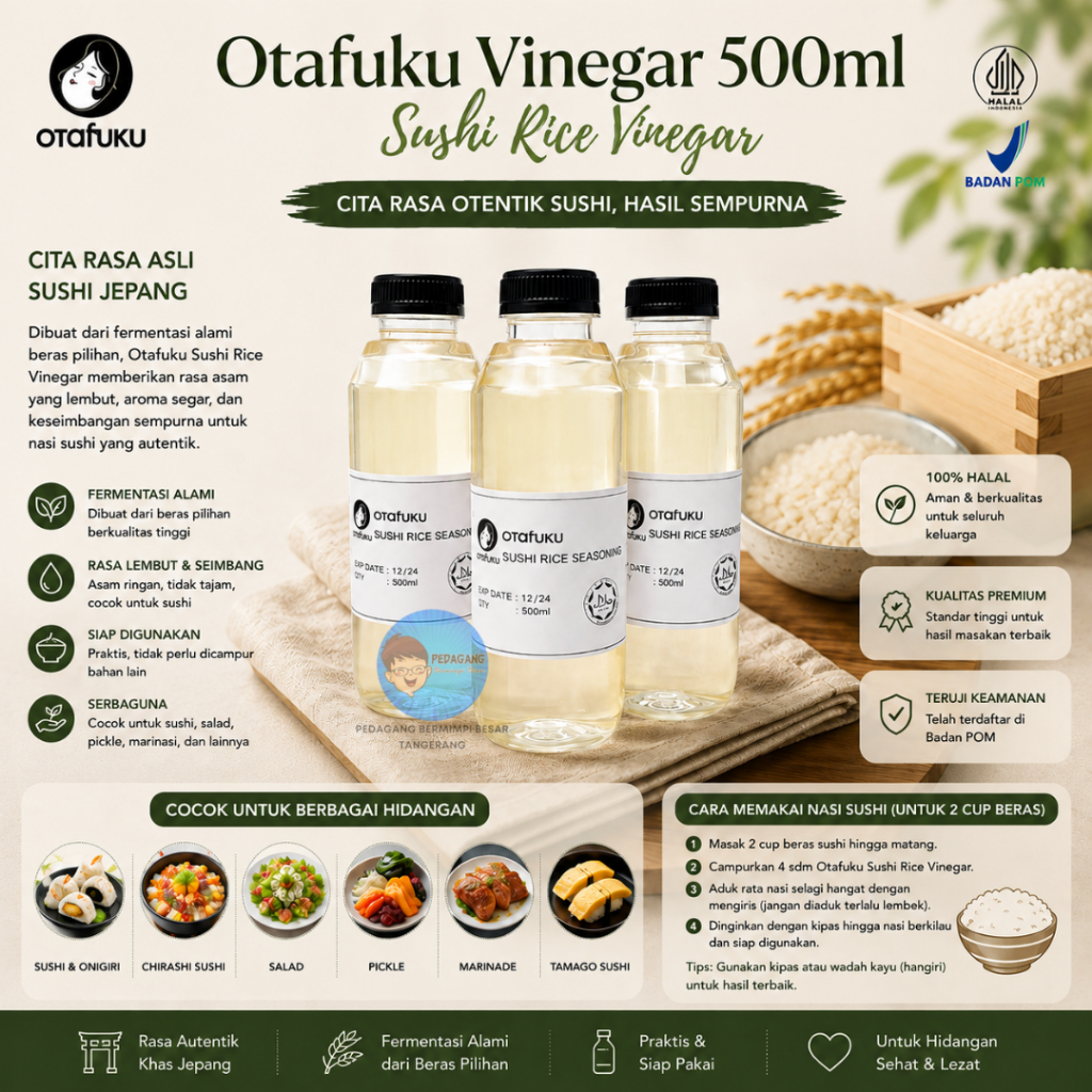Otafuku Sushi Rice Vinegar HALAL Repack 500ml / Cuka Beras Nasi 500 ml