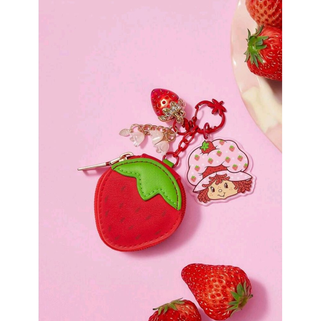 Strawberry Shortcake X SHEIN 1 Cartoon Pattern Mini Strawberry Change Bag, Equipped With Acrylic Dec