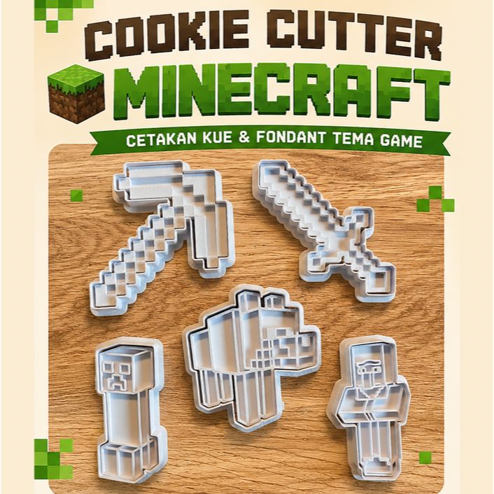 Cookie Cutter Minecraft | Cetakan Kue Fondant Karakter Game Pixel