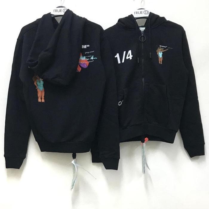 Off White Dondi Woman Zip Hoodie Black