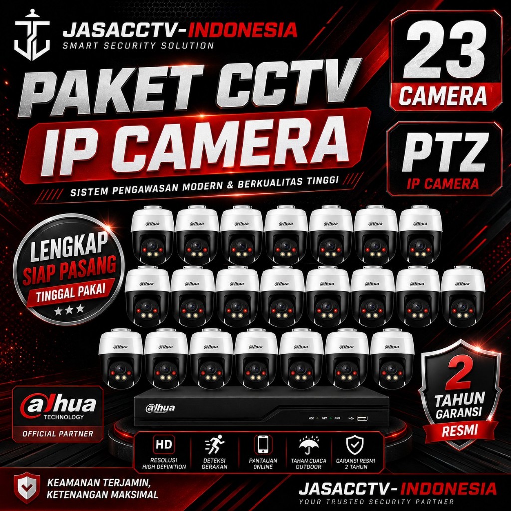 PAKET CCTV IP CAMERA PTZ DAHUA 32 CHANNEL 23 KAMERA