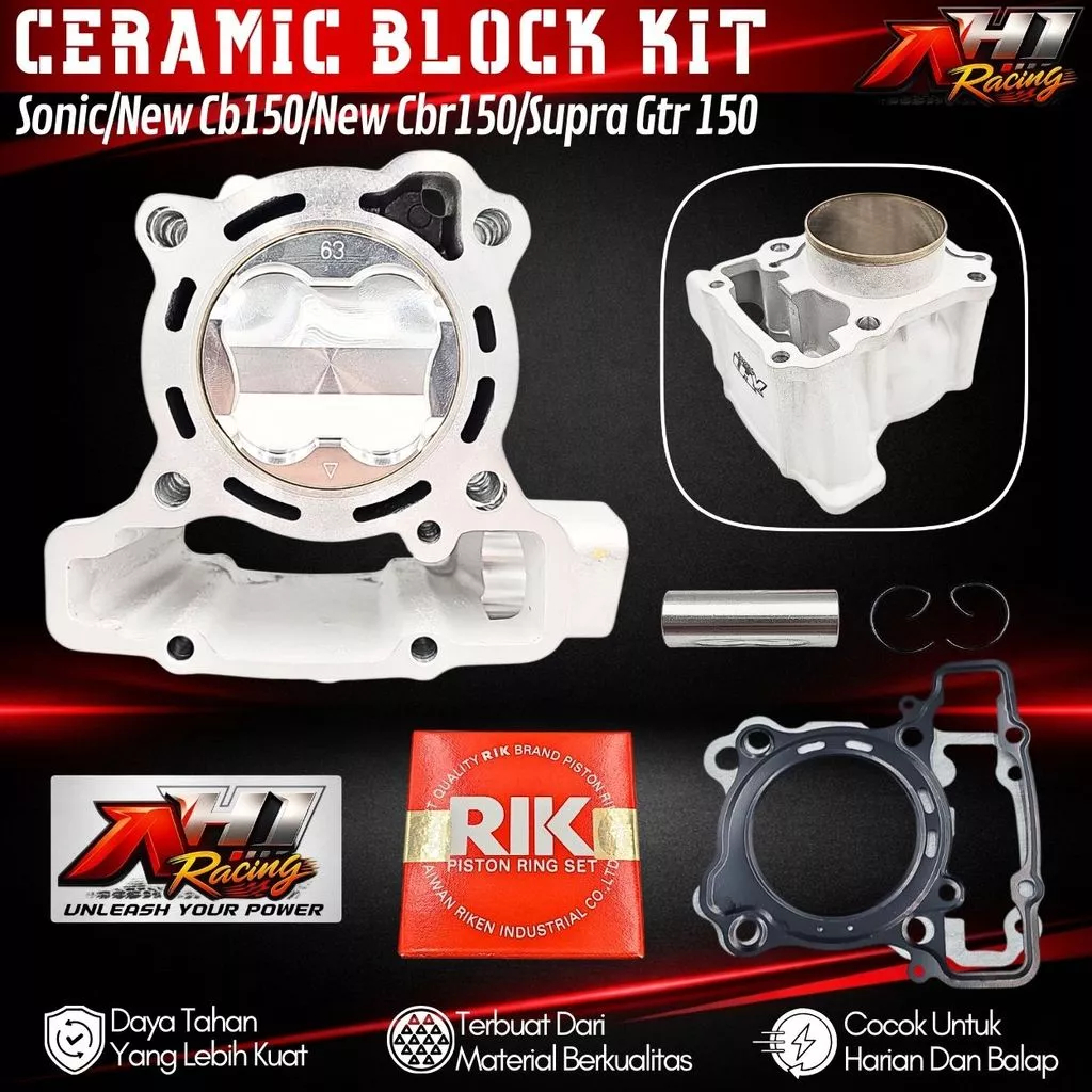 BORING BLOK SEHER CERAMIC KERAMIK BORE UP 63 MM SONIC 150 R SUPRA GTR 150 NEW CB150 R NEW CBR150 R L