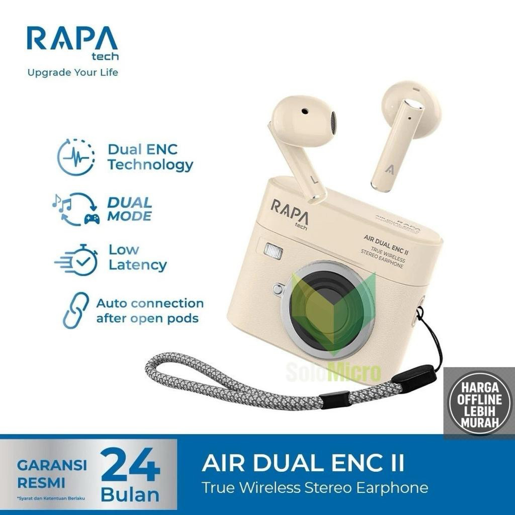 RAPATECH AIR Dual ENC II TW2061 Rapa TWS Bluetooth 5.3 Headset Wireless Garansi Original Resmi - Hea