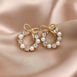 [COD]Anting Pita Lingkaran Mutiara Emas Anti Karat, Perhiasan Stylish