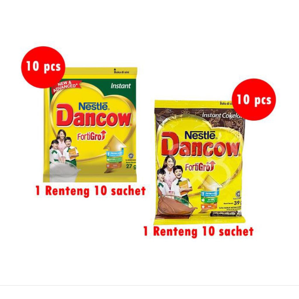 Susu Dancow Sachet Full Cream Renceng Isi 10 Sachet Varian Coklat & Putih