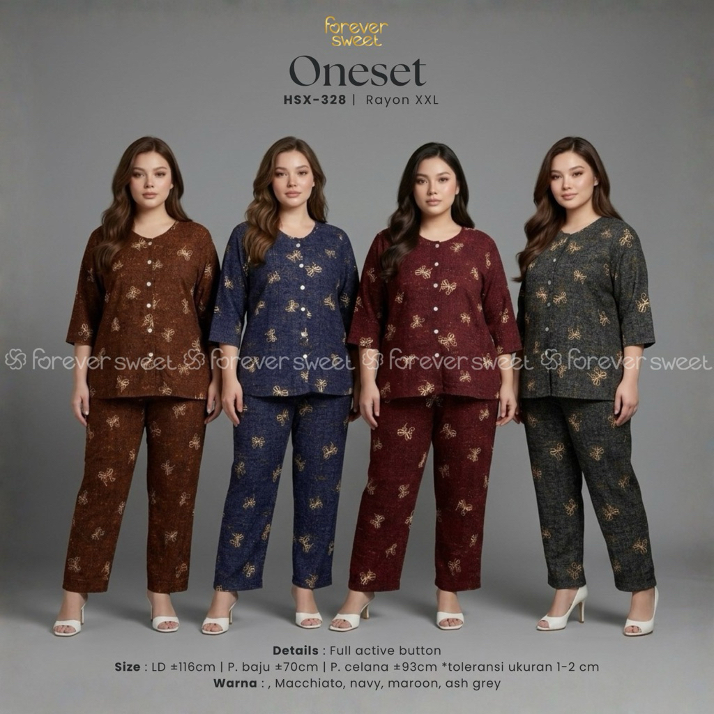 FOREVER SWEET ONE SET JUMBO RAYON PREMIUM LENGAN PENDEK CELANA PANJANG