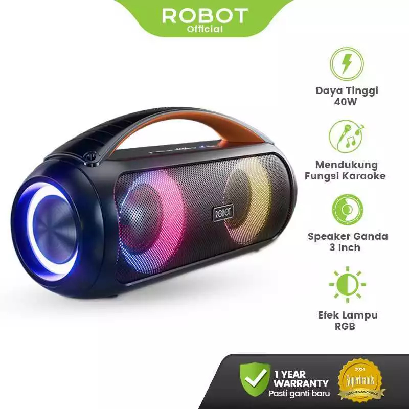 ROBOT Speaker Bluetooth Super Bass RB600 RGB Light Salon Karaoke Bluetooth Mic Wireless Microphone 4