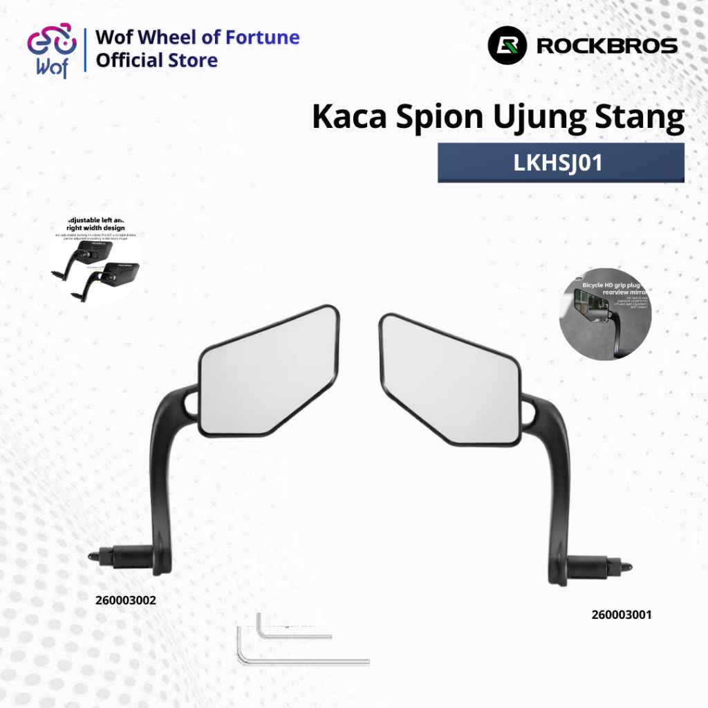 ROCKBROS LKHSJ01 Kaca Spion Ujung Stang End Bar Sepeda Anti Gores Tutup Stang Grip Kaca Spion 360° A