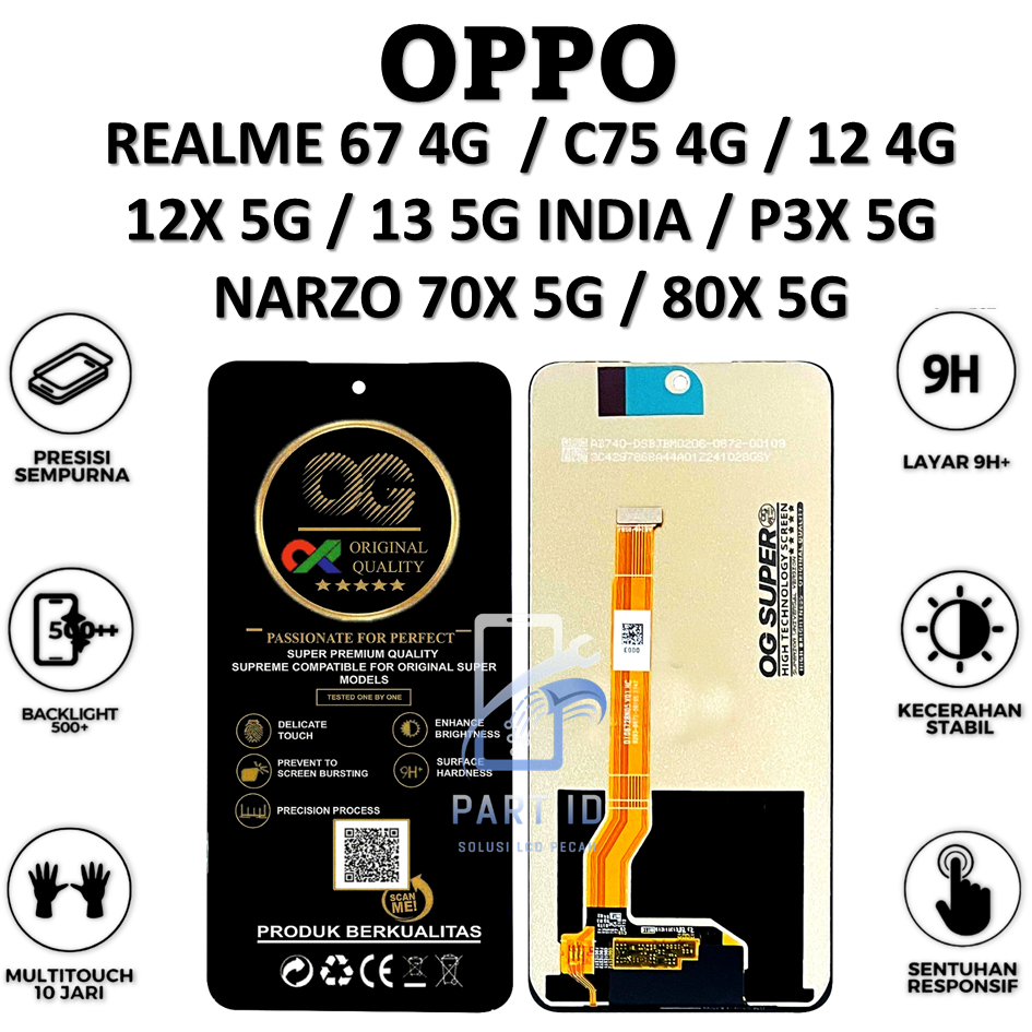 LCD TOUCHSCREEN REALME 67 4G  / C75 4G / 12 4G 12X 5G / 13 5G INDIA / P3X 5G NARZO 70X 5G / 80X 5G  