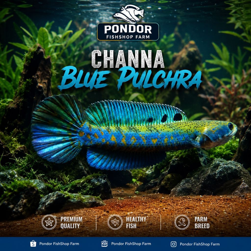Channa Blue Pulchra Full Pelet | Ikan Gabus Hias Predator Blue Pulchra Aktif Sehat