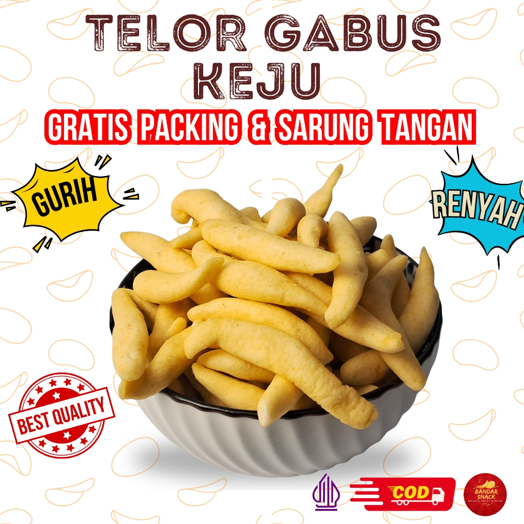 Snack Telor Gabus Keju 500 Gram 1/2 KG Manis Gurih Cemilan Jajanan Renyah Premium