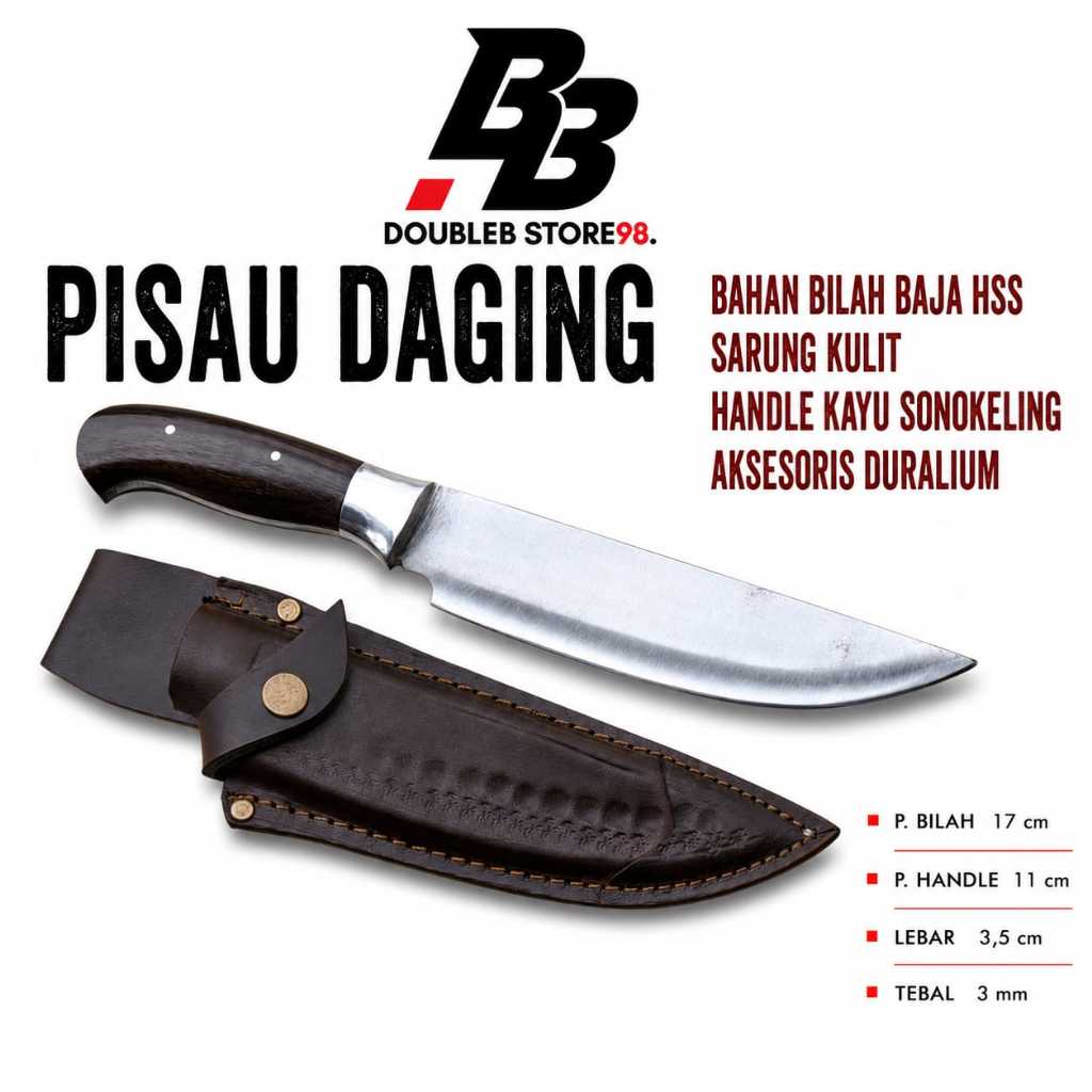 PISAU DAPUR PISAU DAGING HSS PREMIUM - TAJAM,KUAT & TAHAN LAMA