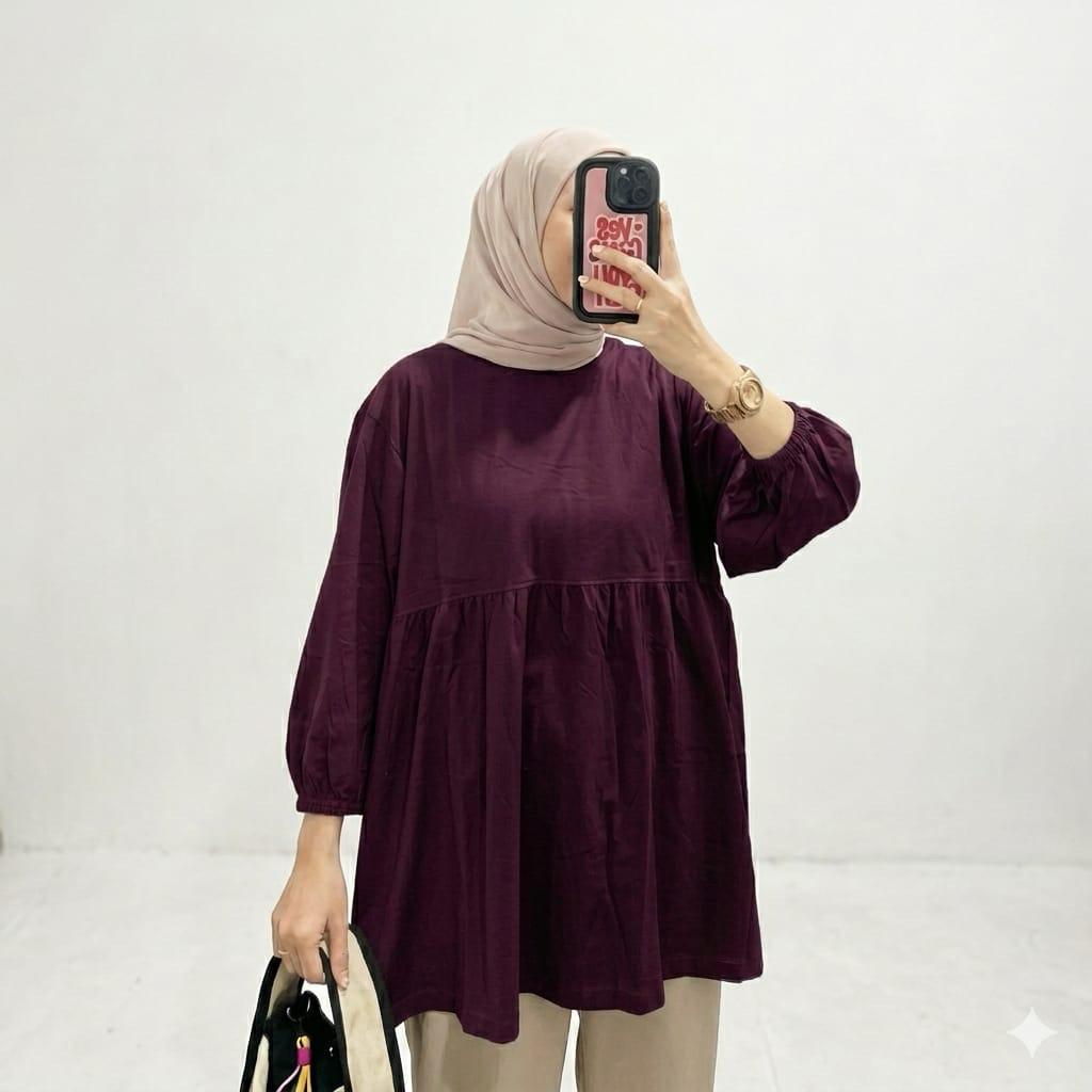 Anaya Atasan Wanita Polos Rayon Twill Premium /Blouse Seleting depan