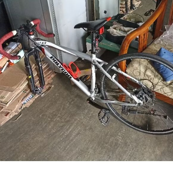 Frame Polygon Premier 2.0 + Seatpost + Seatclamp + BB sepeda MTB bekas