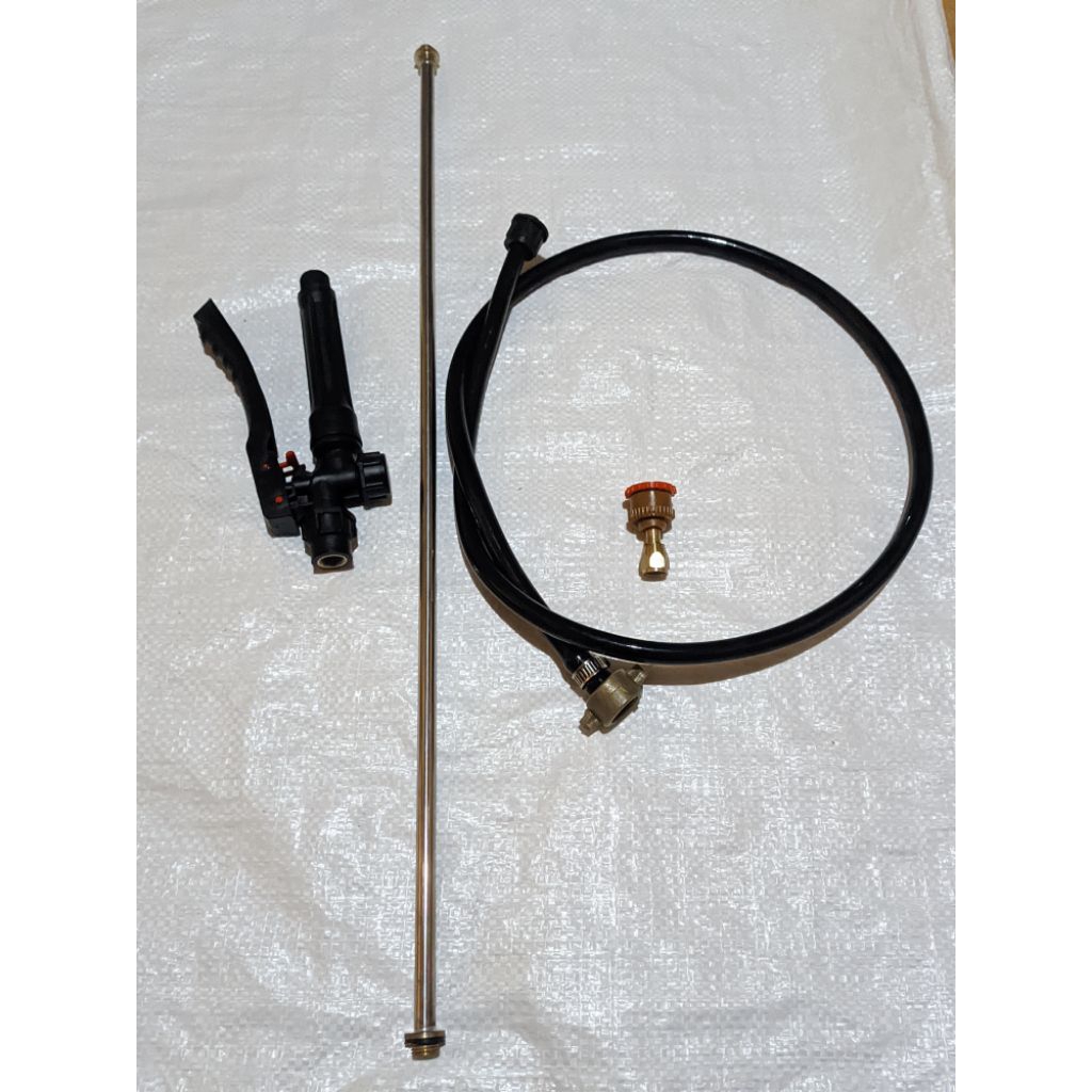 PAKET KOMPLIT UNTUK TANGKI SPRAYER MALAYSIA PB SELANG 20MM, HANDLE,STIK,NOZLE KUNINGAN