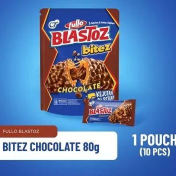 Fullo Blastoz Bitez [1 Pouch 80 Gram x 10] - Wafer Roll Cokelat Renyah Isi Krim Luar Dalam