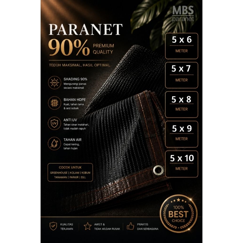 PARANET HDPE 90% ANTI UV DAN HUJAN LEBAR 5 METER