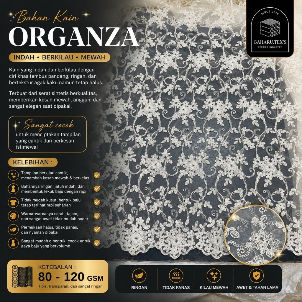 kain organza meteran // kain organza premium // kain organza bordir
