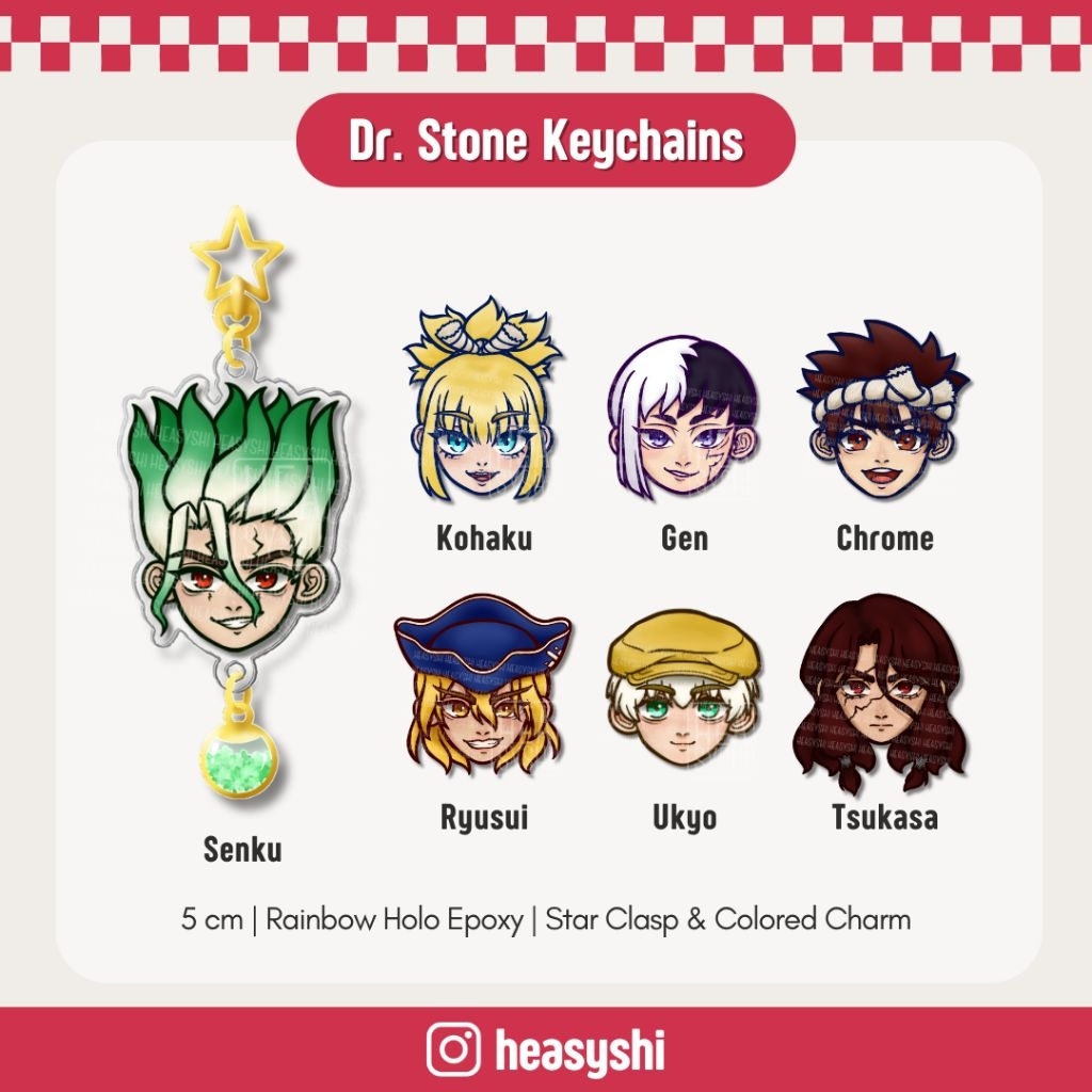 Dr. Stone Holo Keychain - Fanmerch by Heasyshi