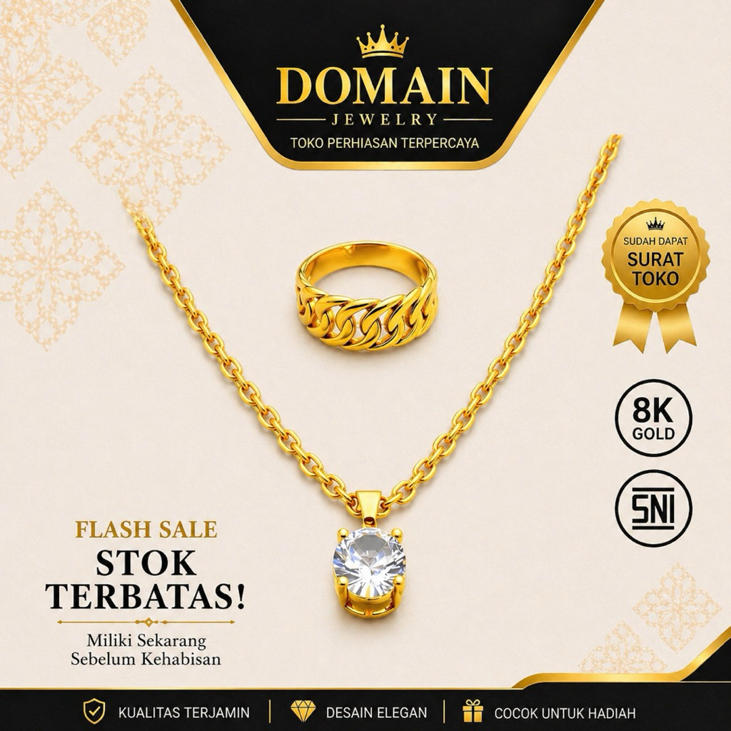 kalung wanita emas muda asli 5gram kadar 875 free cincin rantai dapat surat toko