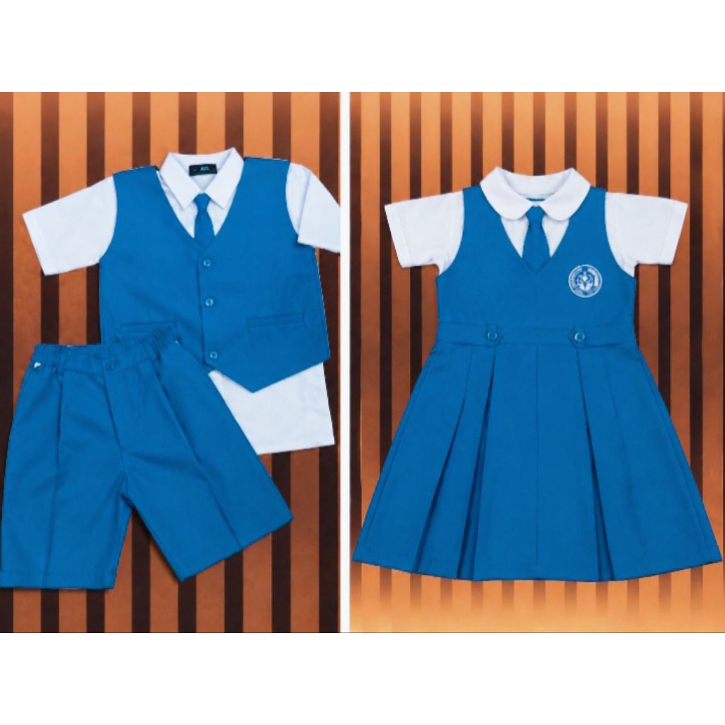 seragam tk biru  putih PGRI