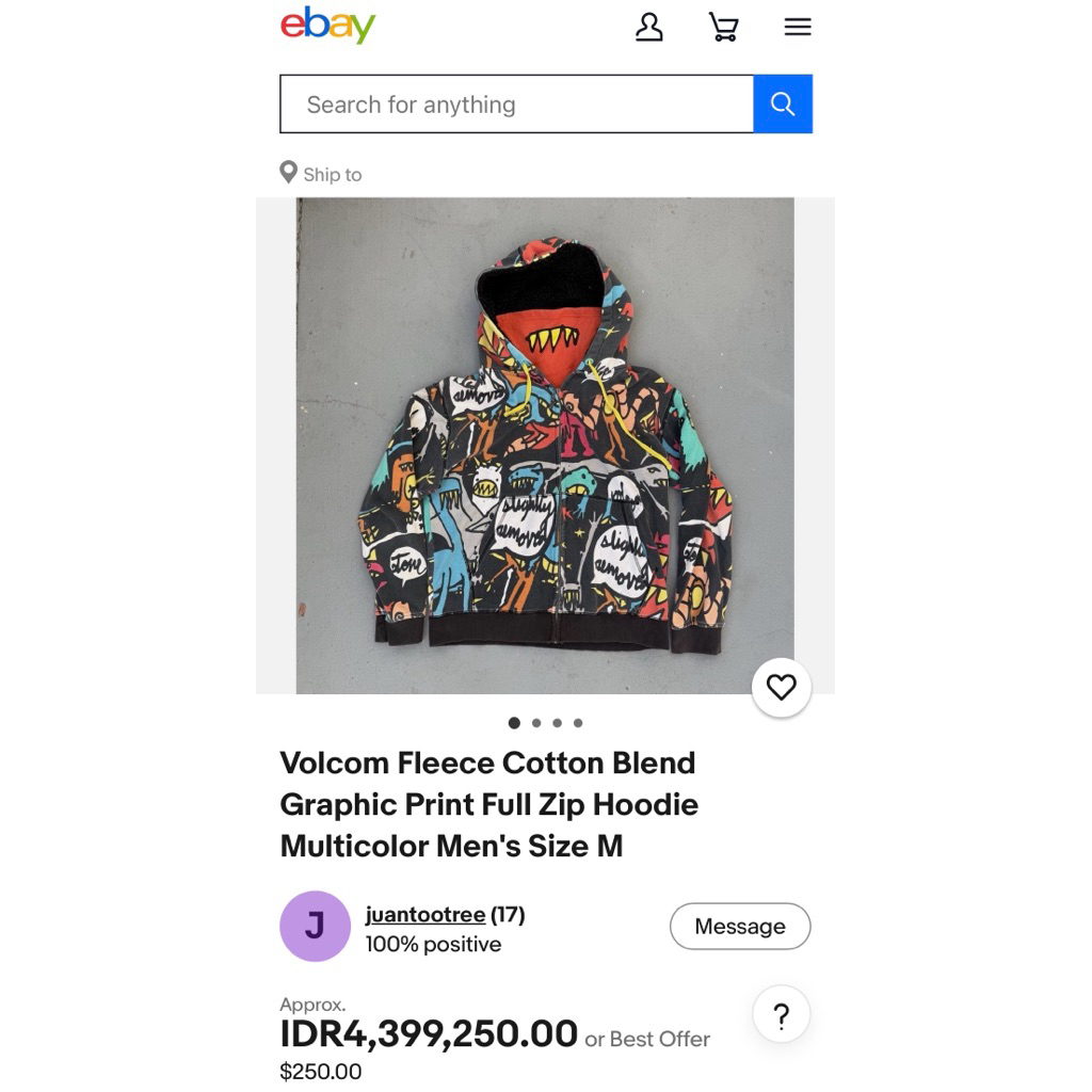 Hoodie Zipper “Volcom” Graphic Print Full