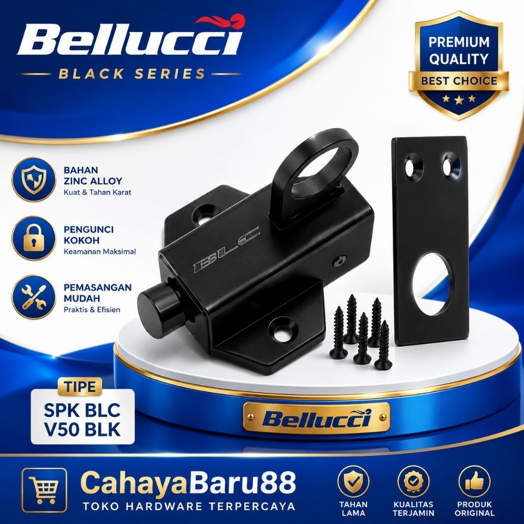 Spring Knip Bellucci V50 Black | Grendel Jendela Bellucci Hitam | Slot Jendela Hitam