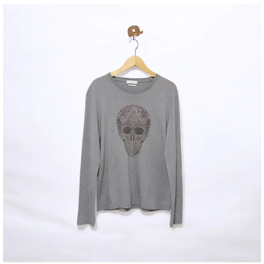 Alexander McQueen Mens Floral Skull Longsleeve Tshirt