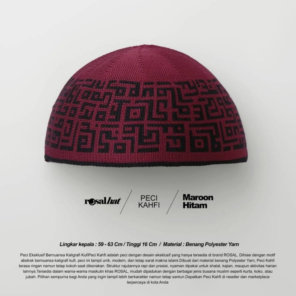 Peci Kahfi Rosal | Peci Rajut Pria | Kufi Kaligrafi Keren